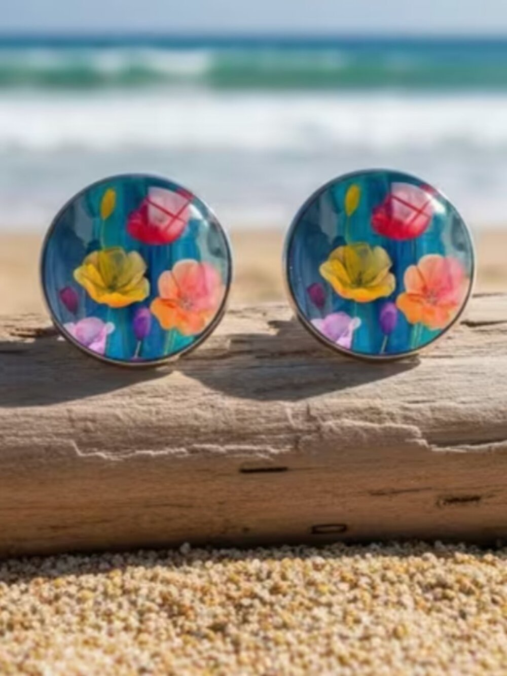 Vibrant Floral Stud Earrings